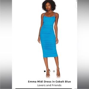 NWT Lovers & Friends Emma Midi Cobalt Blue Dress